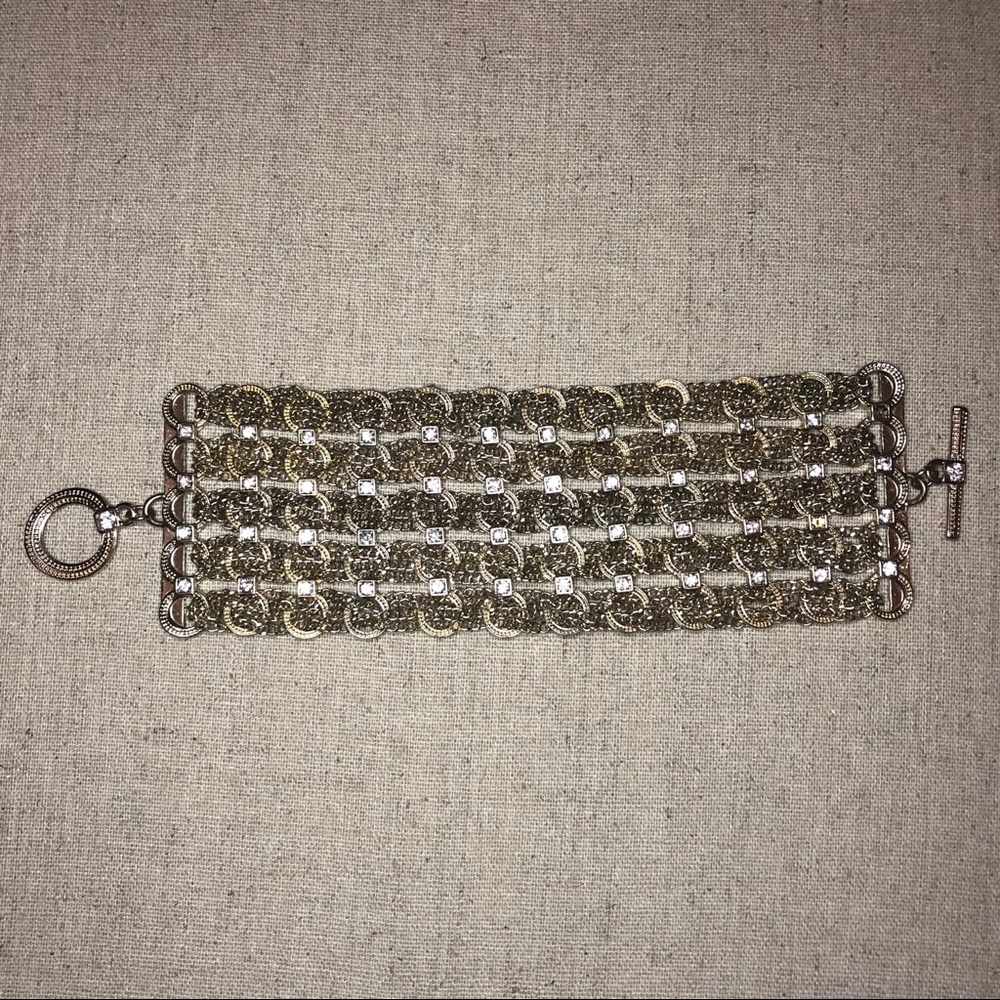 Gold tone Bracelet with Pavé CZ